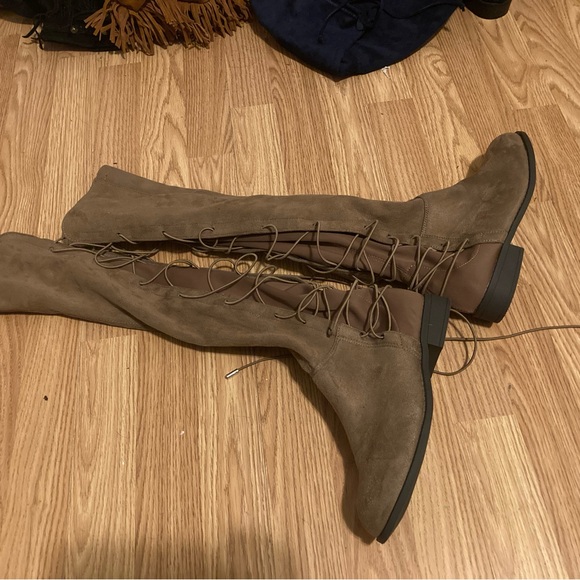 Sexy knee high lace up flat boots - Picture 2 of 7